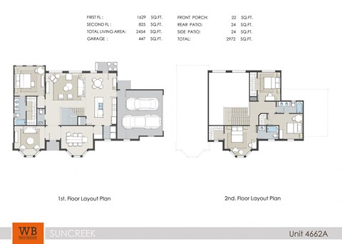 Floor plan for 4 beds, 3.5 baths, 2469 sqft
